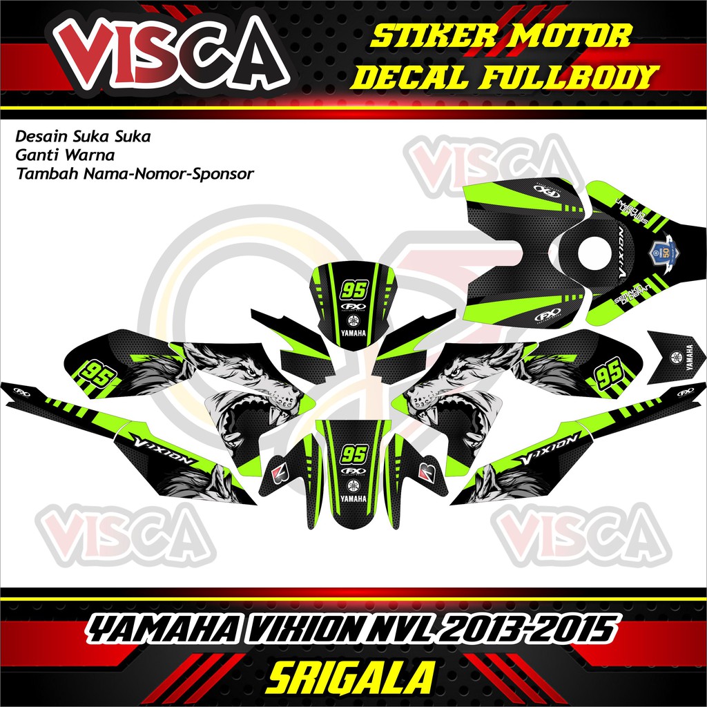 decal YAMAHA VIXION decal YAMAHA VIXION decal YAMAHA VIXION full VIXION NVL SRIGALA HIJAU STABILO
