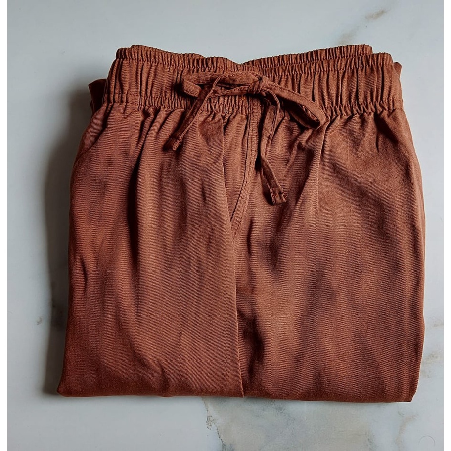 Uniqlo Drape Wide Pants - Kulot Panjang Wanita-BROWN
