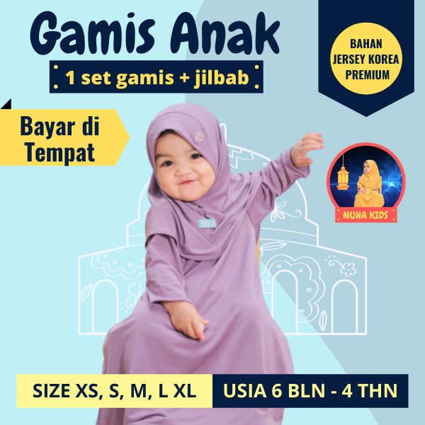 Setelan Anak Cewek Baju Syari Anak Umur 1 sampai 4 tahun Gamis Anak Set Hijab Bahan Premium