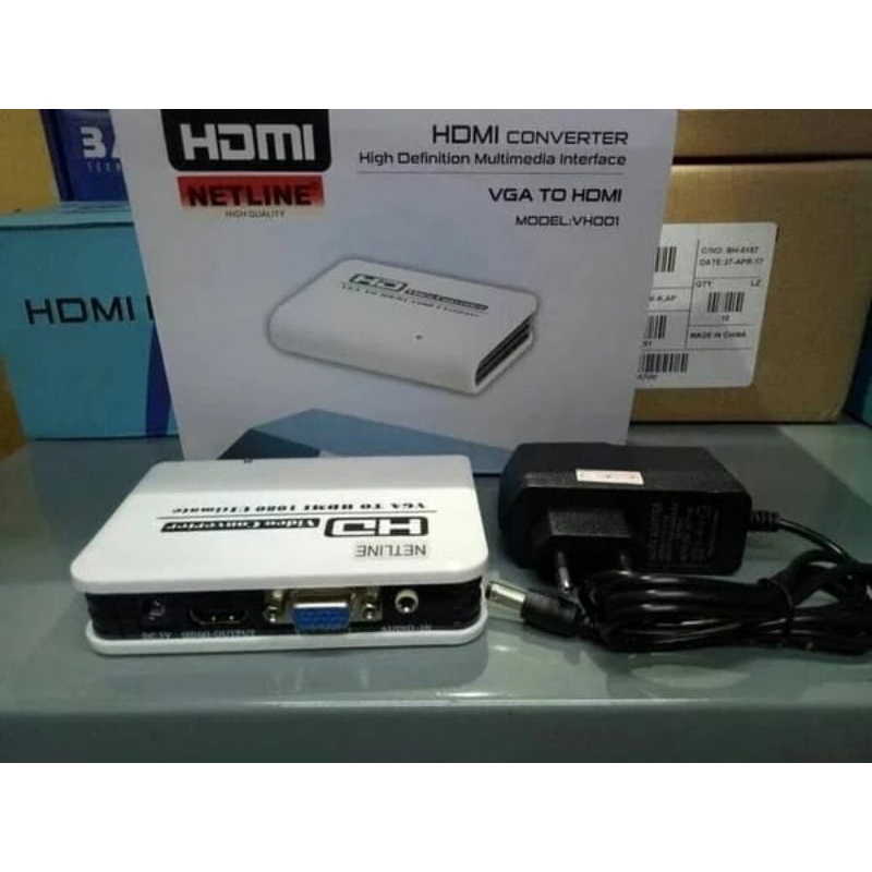 Box Vga with audio to Hdmi + Power Adaptor