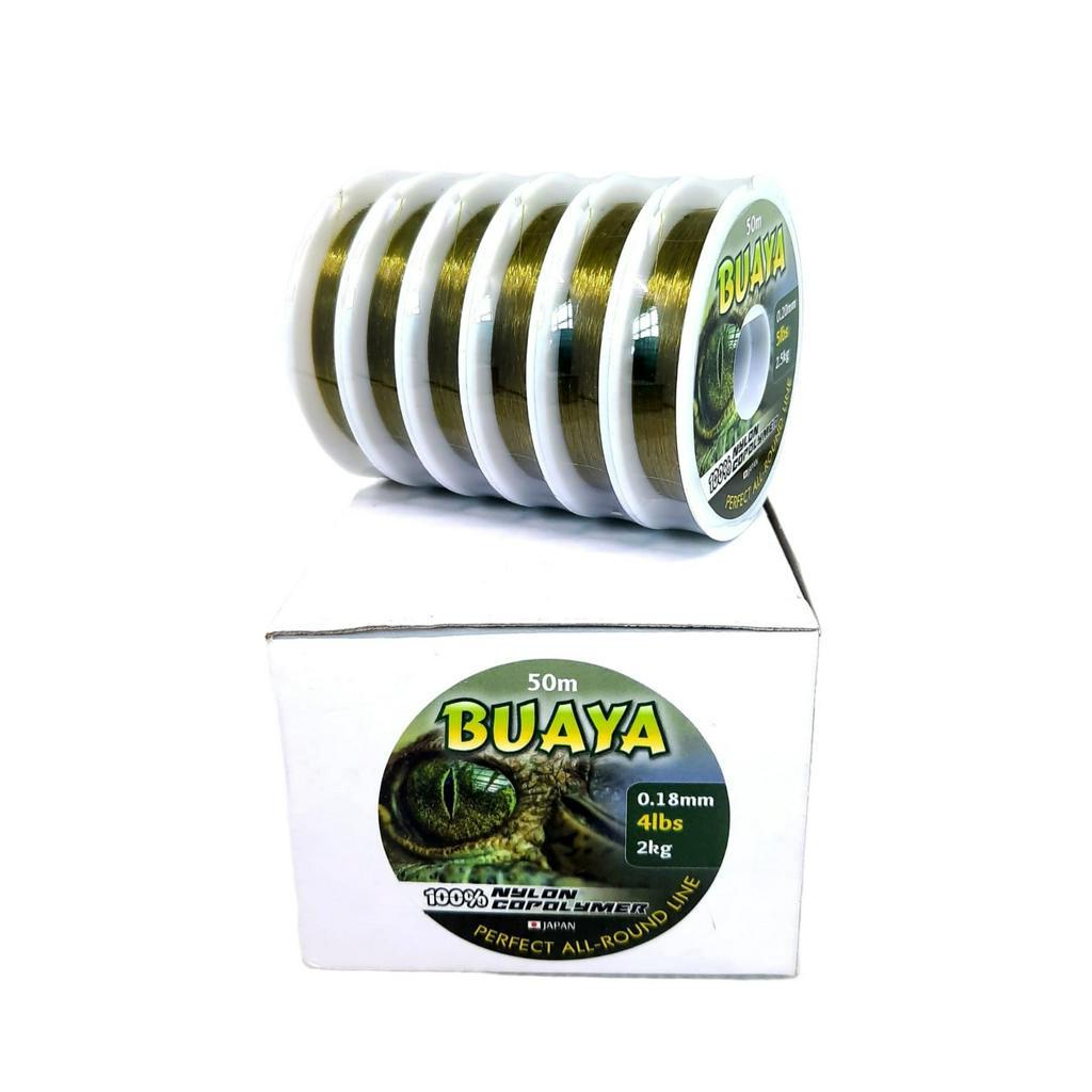 Senar Pancing BUAYA 50M Warna Olive Green 100% Nylon Copolymer Super Kuat