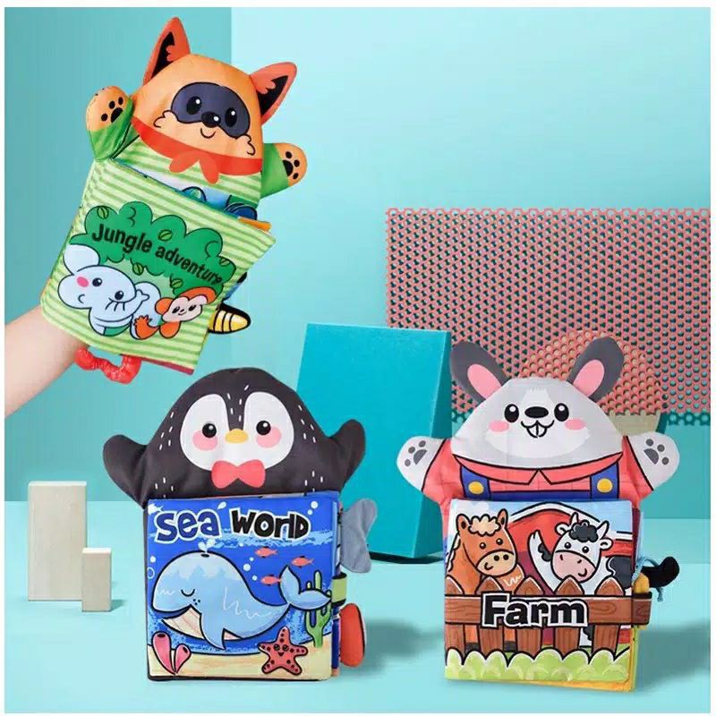 2 in 1 soft book boneka tangan - hand puppet softbook