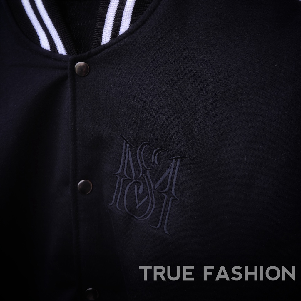 Jaket Baseball Crop Wanita - Bahan Fleece - Allsize - Varsity Jacket-2