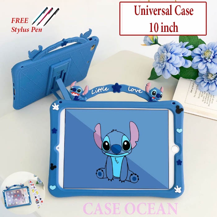 Olike EduTab Edu Tab E3 10 Inch Softcase Soft Case Casing Cover Anak Kids Motif Stitch Handle Jinjin