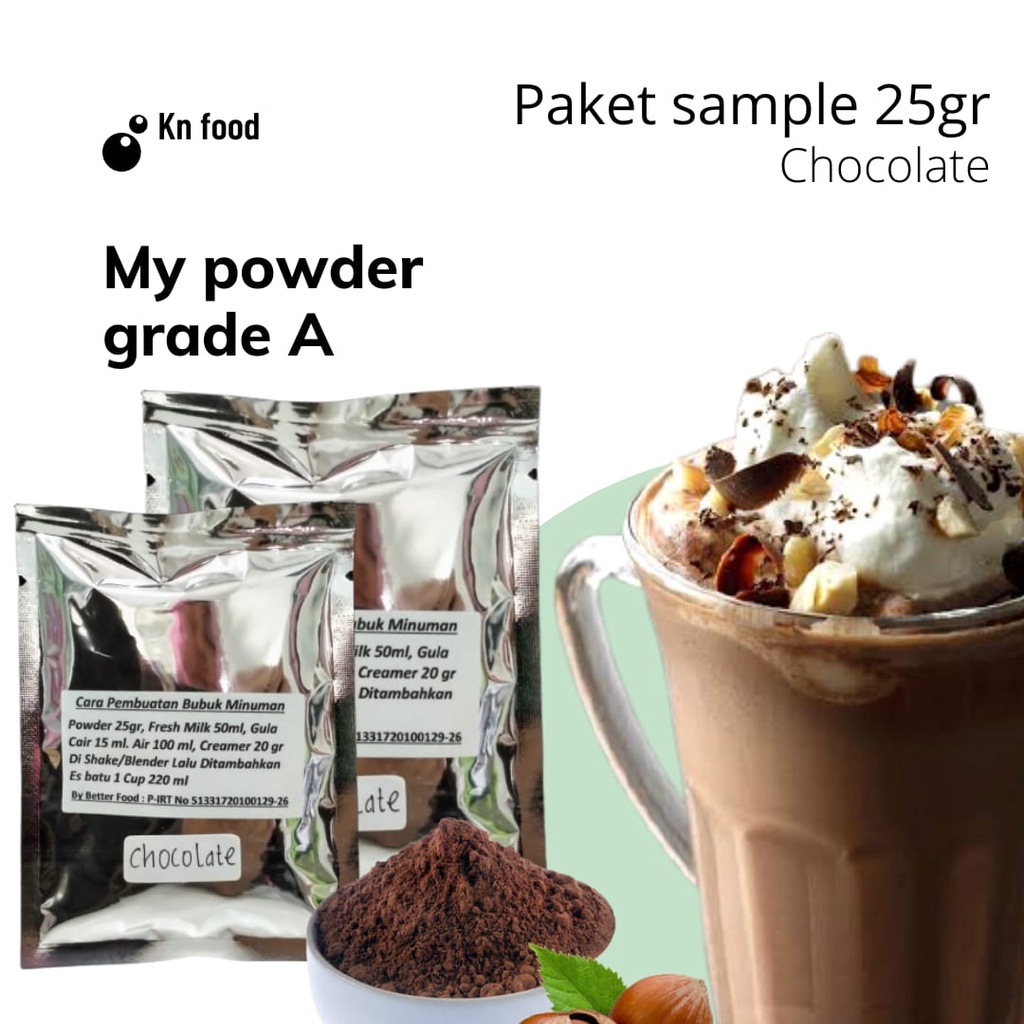 

Paket Sampel 25 Gram My Powder Grade A Rasa Chocolate