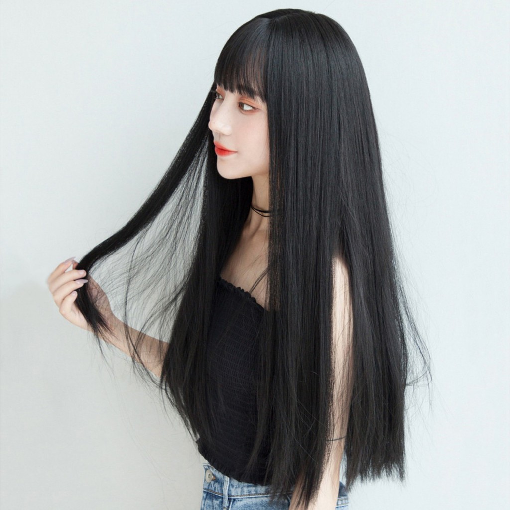 WDA-10 wig daily lolita rambut palsu panjang straight lurus poni bob