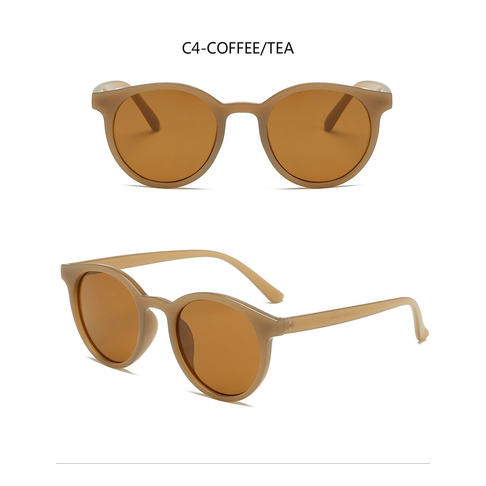 Fashion retro small round frame trend milk tea color small frame ins trend sunglasses