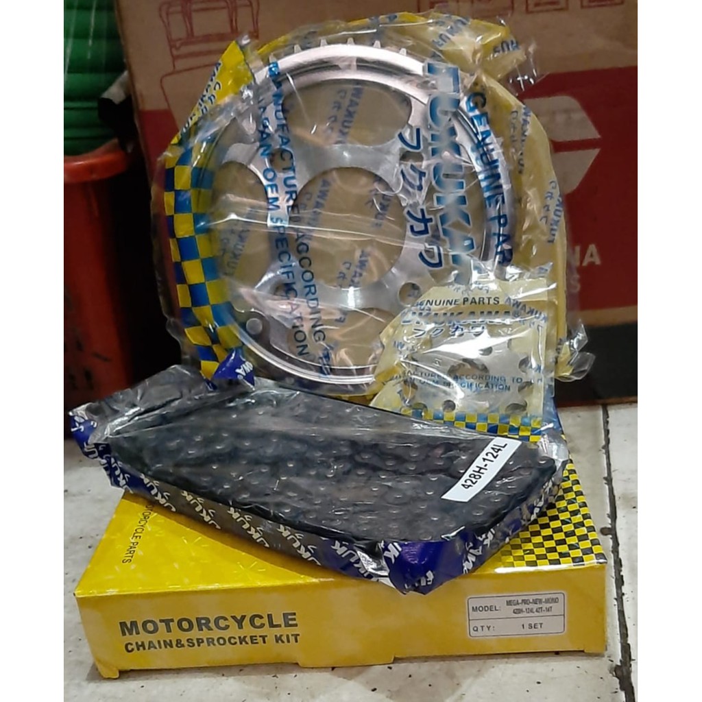 GEAR SET RANTAI FUKUKAWA HONDA MEGAPRO NEW MONOSHOCK RANTAI TEBAL