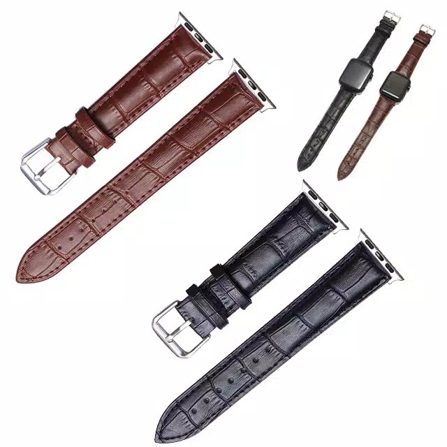 Strap GENUINE LEATHER Kulit Untuk for APPLE WATCH 38MM 40MM 42MM 44MM 41mm 45mm Ultra tali jam iwatch series 1 2 3 4 5 6 7 8 SE