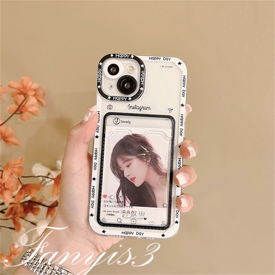 Compatible For IPhone 14 13 12 11 Pro Max X XR Xs Max 8 7 Plus SE 2020 Soft Case TPU Transparan Holder Kartu Musik Cover