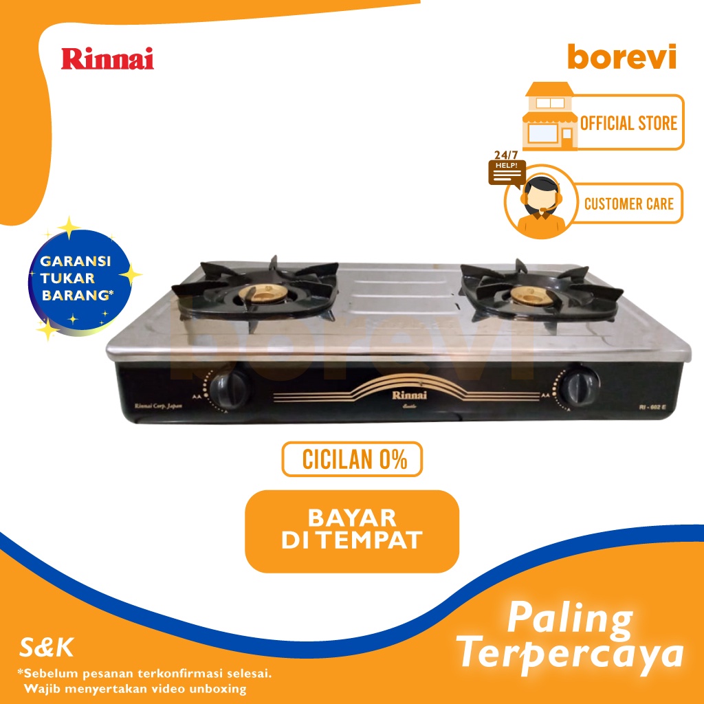 KOMPOR GAS 2 TUNGKU RINNAI RI 602E / KOMPOR RINNAI RI 602 E