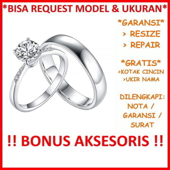 Gratis Ukir Nama Garansi Silver Asli Bisa Pesan Model Cincin Kawin Couple Perak Tunangan Nikah Id554