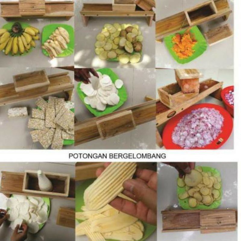 ALAT PENGIRIS / PERAJANG / PEMOTONG / PARUTAN / PENCACAH / PASAH / SERUTAN SERBAGUNA / KAYU JATI ALAT PENGIRIS / PENGIRIS BAWANG PERAJANG PARUTAN SERBAGUNA BAWANG KETELA KENTANG KERIPIK KAYU JATI UKURAN KECIL