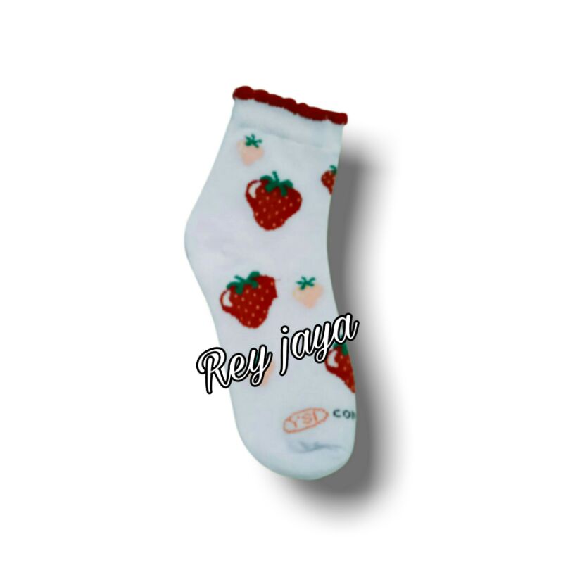 Kaos Kaki Anak Teka Paud Sd Perempuan Cewek 5 10 Tahun Motif Stroberi Panjang Tebal