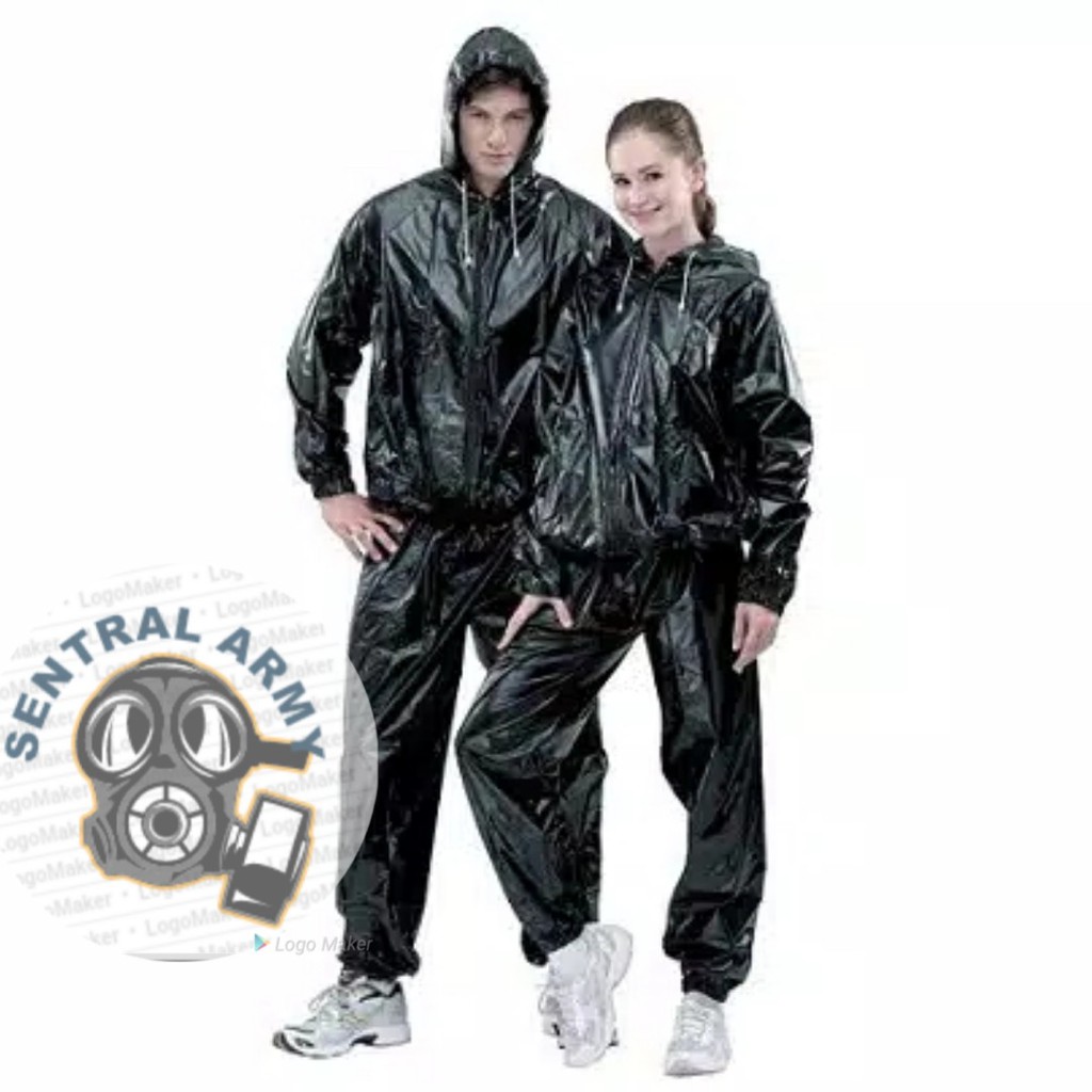 Sauna Pria Wanita/ Baju Lari Olahraga/ Mantel Hujan/ Sauna Logo Militer