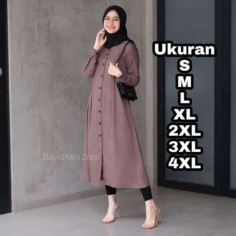 Premium Series DEVIA Midi Dress Big Size Ukuran Size S M L XL 2XL 3XL 4XL XXL XXXL  XXXXL 2L 3L 4L 5L  Dress Wanita Jumbo Gamis Big Size Baju Korea Over Size