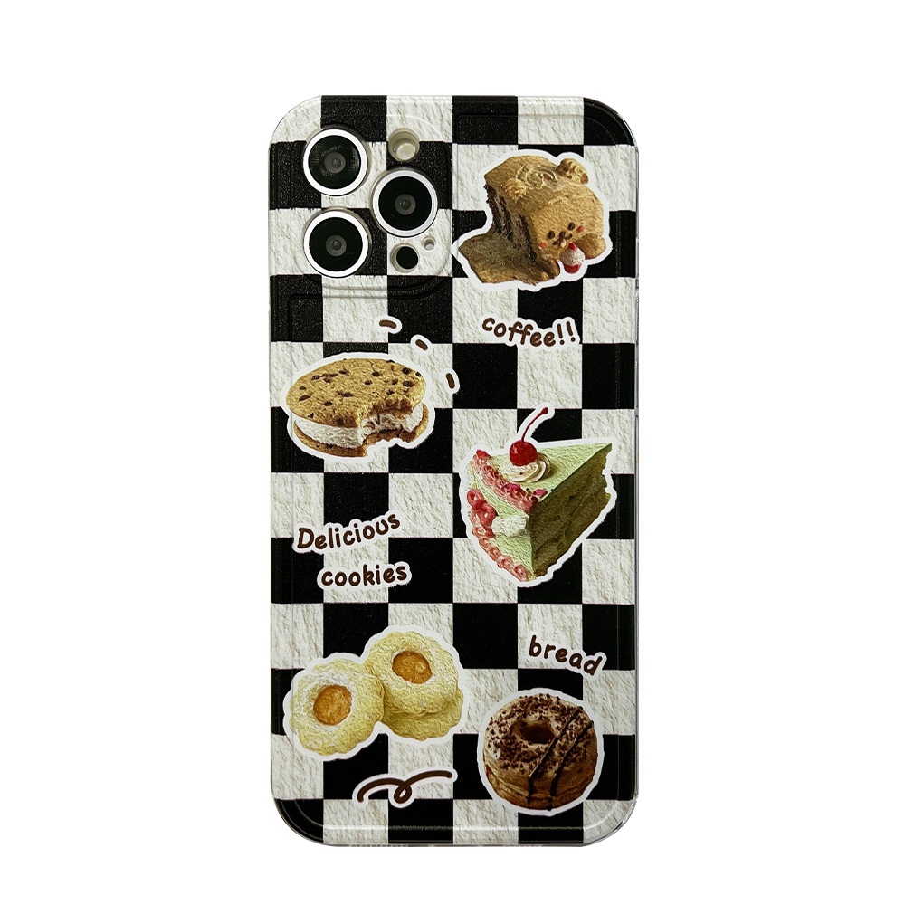 IPHONE Case Handphone Bahan Silikon Motif Kotak-Kotak Untuk Iphone7 8 PLUS X XR XS 11 12 13 14 MINI PRO MAX SE 2020