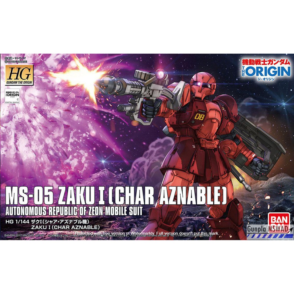 HG UC Origin MS-05S Zaku I [Char Aznable] 1/144