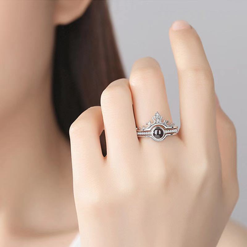 Cincin Model Terbuka Desain Mahkota I Love You 100 Bahasa Untuk Wanita