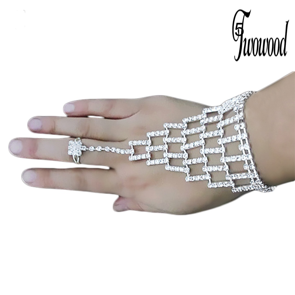 Gelang Harness Dan Cincin Cuff Hiasan Kristal Berlian Imitasi Untuk Pengantin Pernikahan