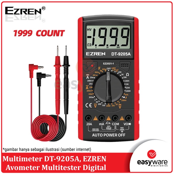 Multimeter Digital Avometer Digital Multitester DT-9205A DT 9205 A EZREN