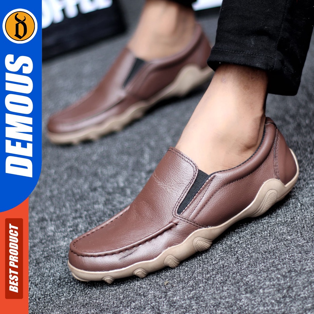 DEMOUS Wildex - Sepatu Slip On Pria Casual Kulit Asli