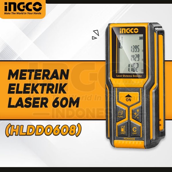 INGCO HLDD0608 Meteran Digital Elektrik Laser Distance Range Up To 60M