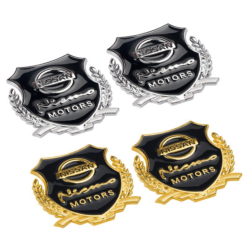 2pcs Stiker Emblem Logo Nissan 3d Bahan Metal Untuk Kaca Jendela Mobil