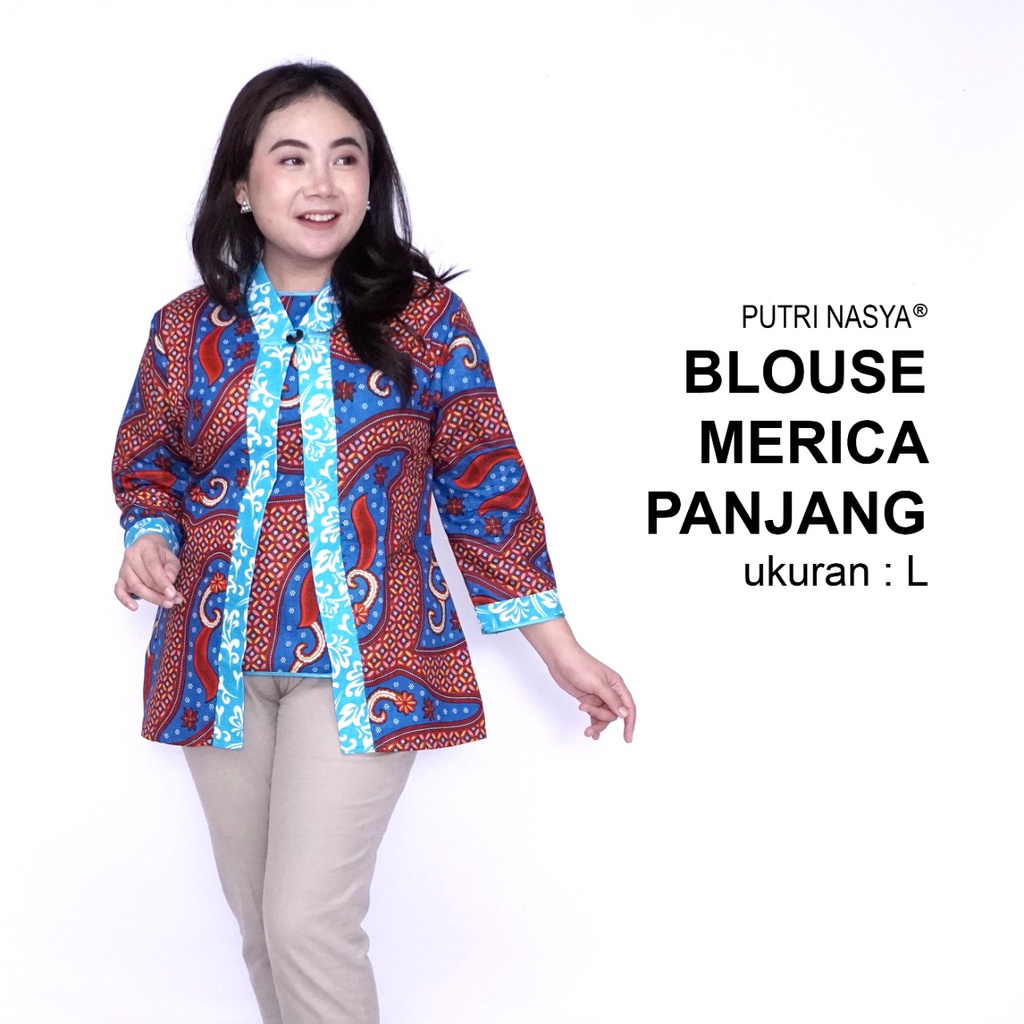 Blouse Big Size Formal Atasan Batik Jumbo Wanita S-M-L-XL-2L-3L-4L-5L-6L-7L Blus Jumbo Kantor Kerja Batik / Pakaian Kekinian Wanita Super Big LD 140 Keren / Blus Batik Seragam Bahan Katun Formal Model Terbaru / Baju Batik Bigsize Wanita Trendy