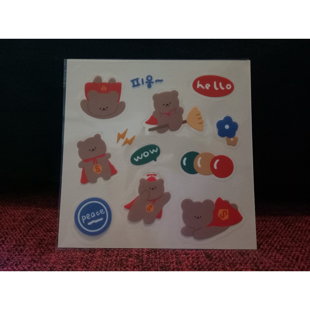 

[AKT.Shop25] 1Pc CUTE BEAR Cartoon PET Stiker DIY Jurnal Scrapbook Diary, SUPER BEAR