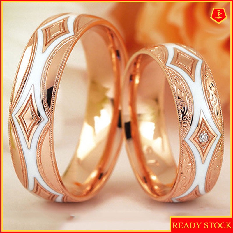 [Ready Stock]Fashion Distinctive Rose Gold Inlaid Ceramic Ring