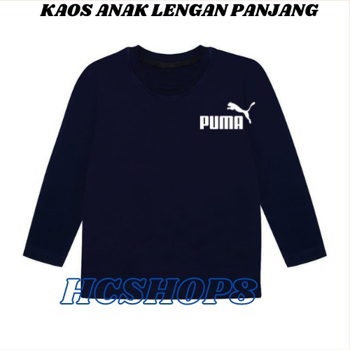 Kaos Anak Laki Laki Perempuan Lengan Panjang PUM Usia 2-16 Tahun Unisex Cowok Cewek