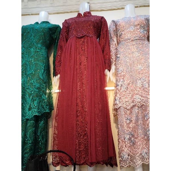 Gamis Mewah Sultan Brokat Tile Dubai Murah lebaran 2021