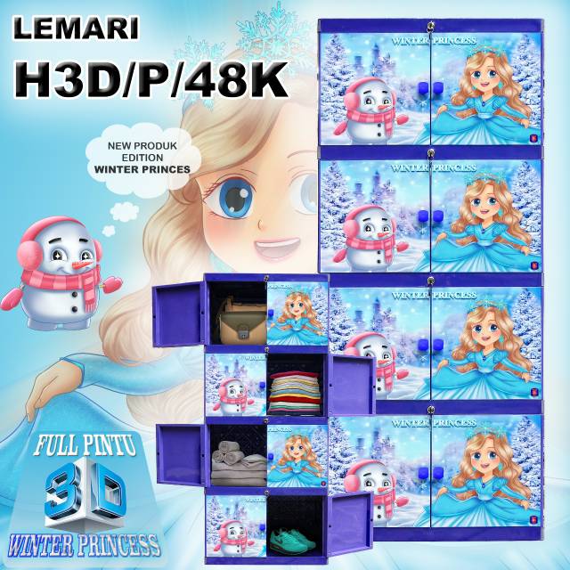 LEMARI PLASTIK TWINPAN_FULL PINTU 3D WINTER PRINCES