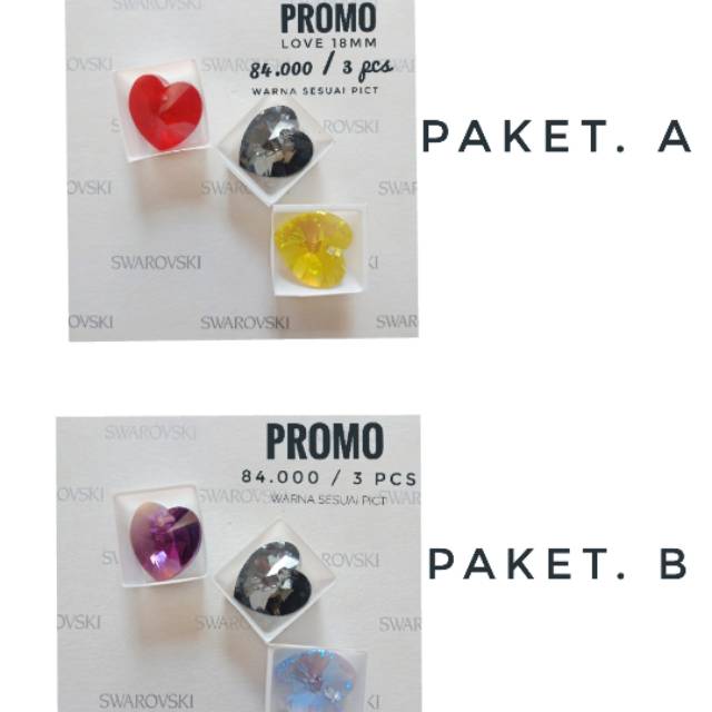 PROMO SWAROVSKI LOVE 18MM / ISI 3 PCS