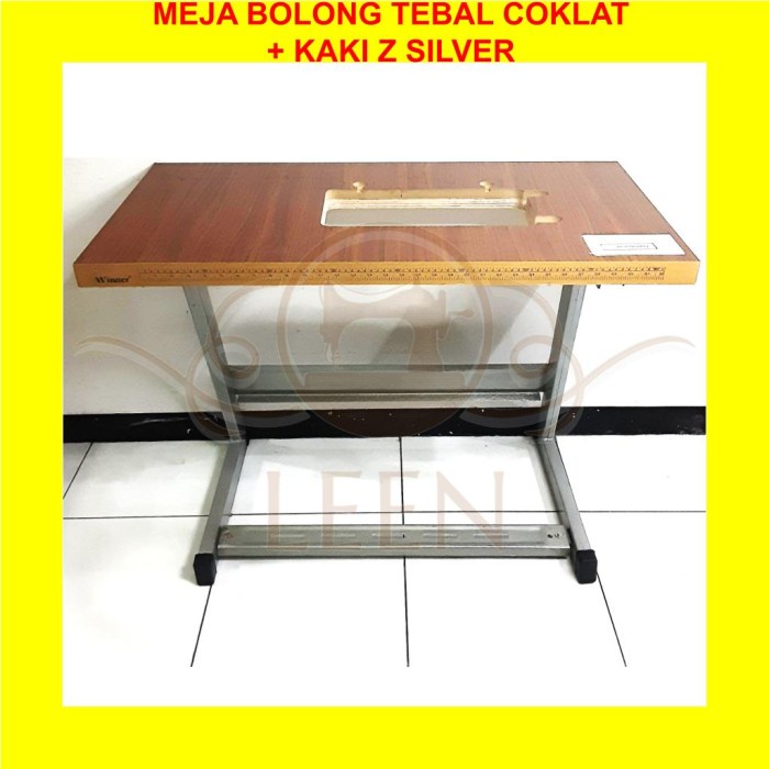 Set Meja Tebal + Kaki Z Silver Mesin Tradisional Hitam Klasik LEEN