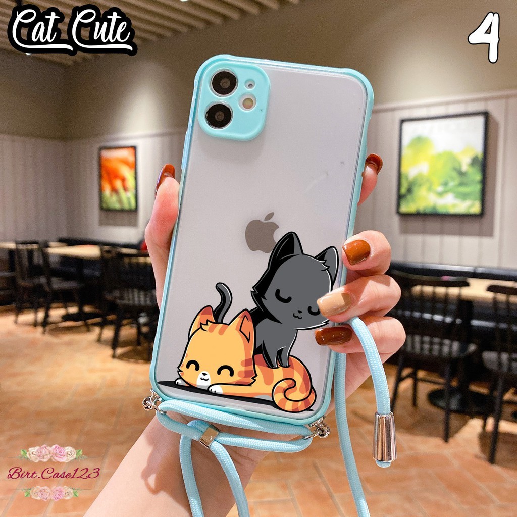 Softcase Slingcase Lanyard Choice CAT CUTE Iphone 11 12 Mini Pro Max BC3623