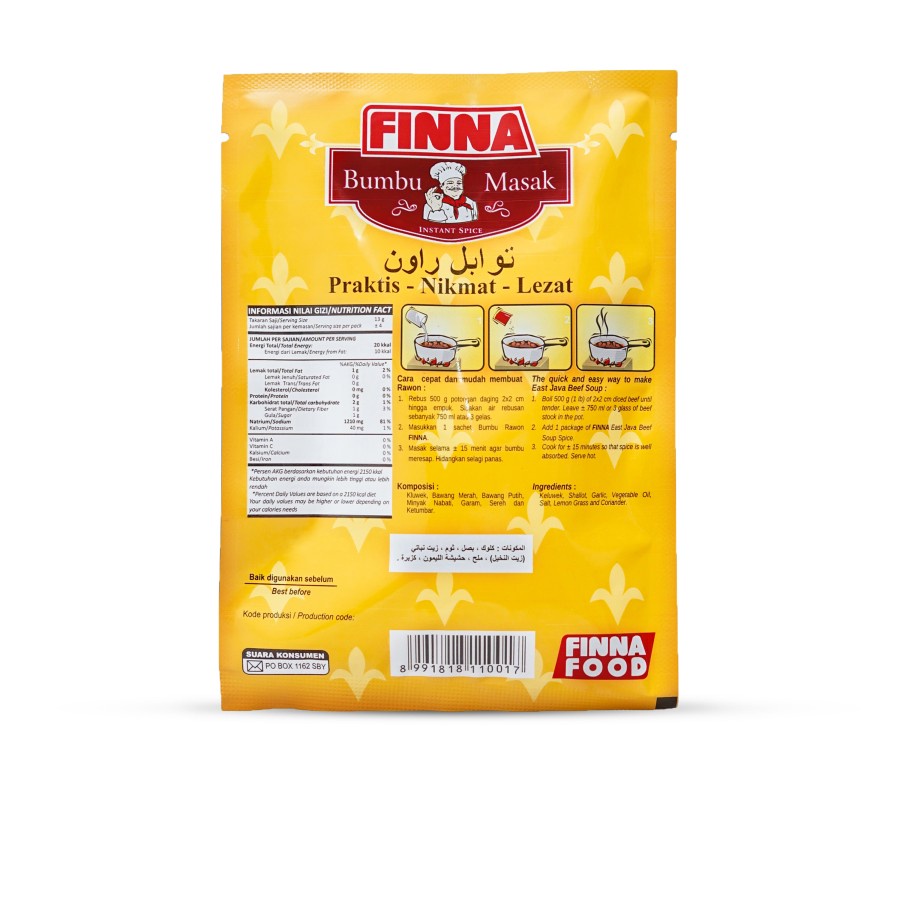 BUMBU MASAK RAWON FINNA 50GR SACHET HALAL