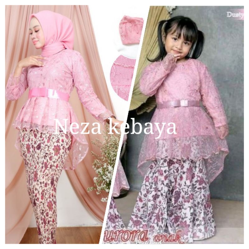 Couple kebaya dewasa dengan anak//kebaya aurora anak//kebaya pesta//couple kelluarga