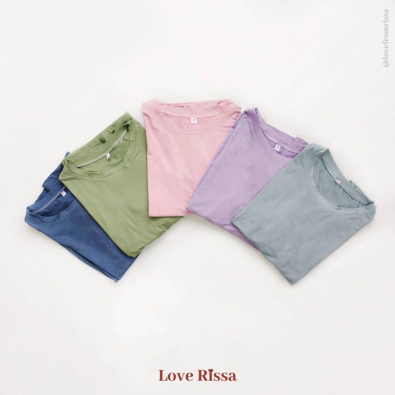 Kaos Tshirt Polos Pastel Wanita Lengan Pendek Love Rissa