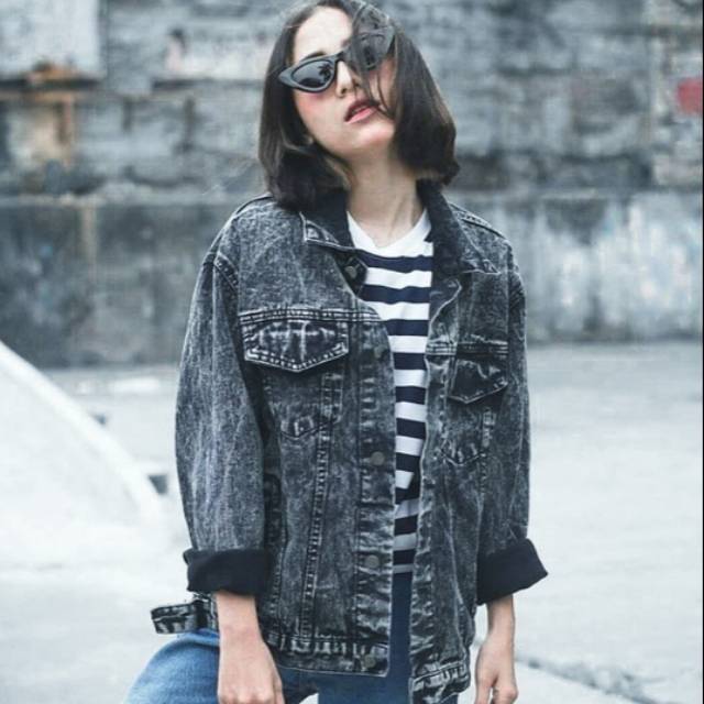 Jaket Jeans Oversize Snowblack Pria Wanita Jumbo Big Size XXL XXXL XXXXL