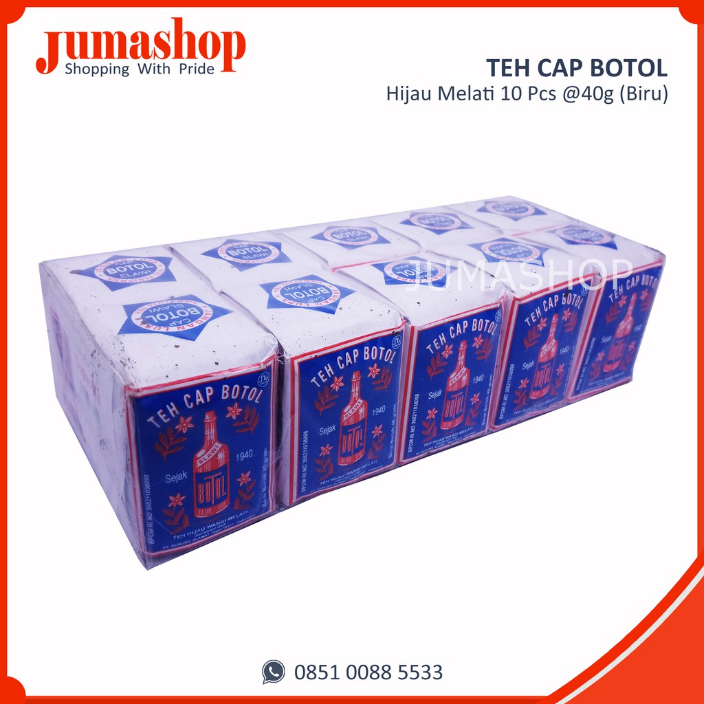 

Teh Cap Botol Biru Melati 10Pcs @40g Tubruk Brewed Tea-Jumashop Depok