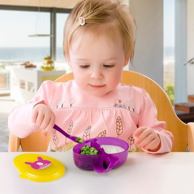 Kandila Feeding Bowl + Spoon Mangkok Bayi KDL022-4 + Sendok Bayi Set Mpasi Bayi Tempat Makan Traveling Bayi