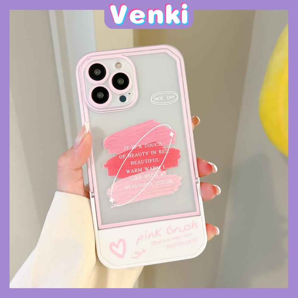 iPhone Case Acrylic Invisible Folding Stand Silicone Soft Case Shockproof Camera Cover Pink Graffiti Cute Compatible For iPhone 11 Pro Max 13 Pro Max 12 Pro Max 7Plus xr XS Max