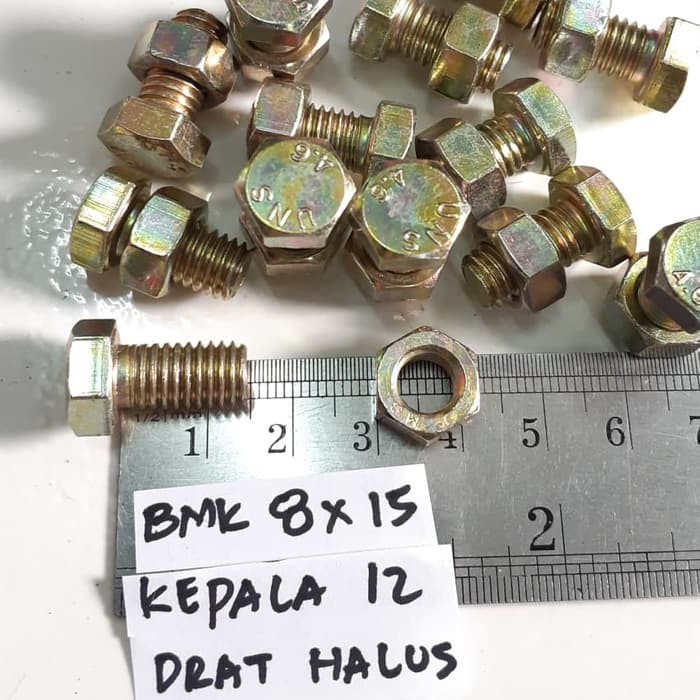 Baut M8 x 15 / Kunci Baut 12 BMK Baut M8x15 - isi 10 pcs