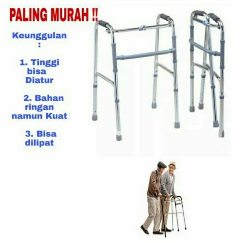 walker tongkat lipat kaki 4/alat bantu jalan walker kaki empat - 4