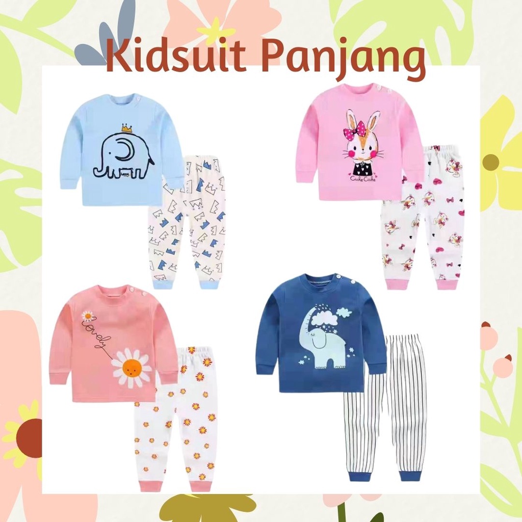 Plazababyku KIDS SUIT PANJANG H5 Setelan Anak Bahan Kaos Lengan Berkualitas Import cewek cowok NEW5