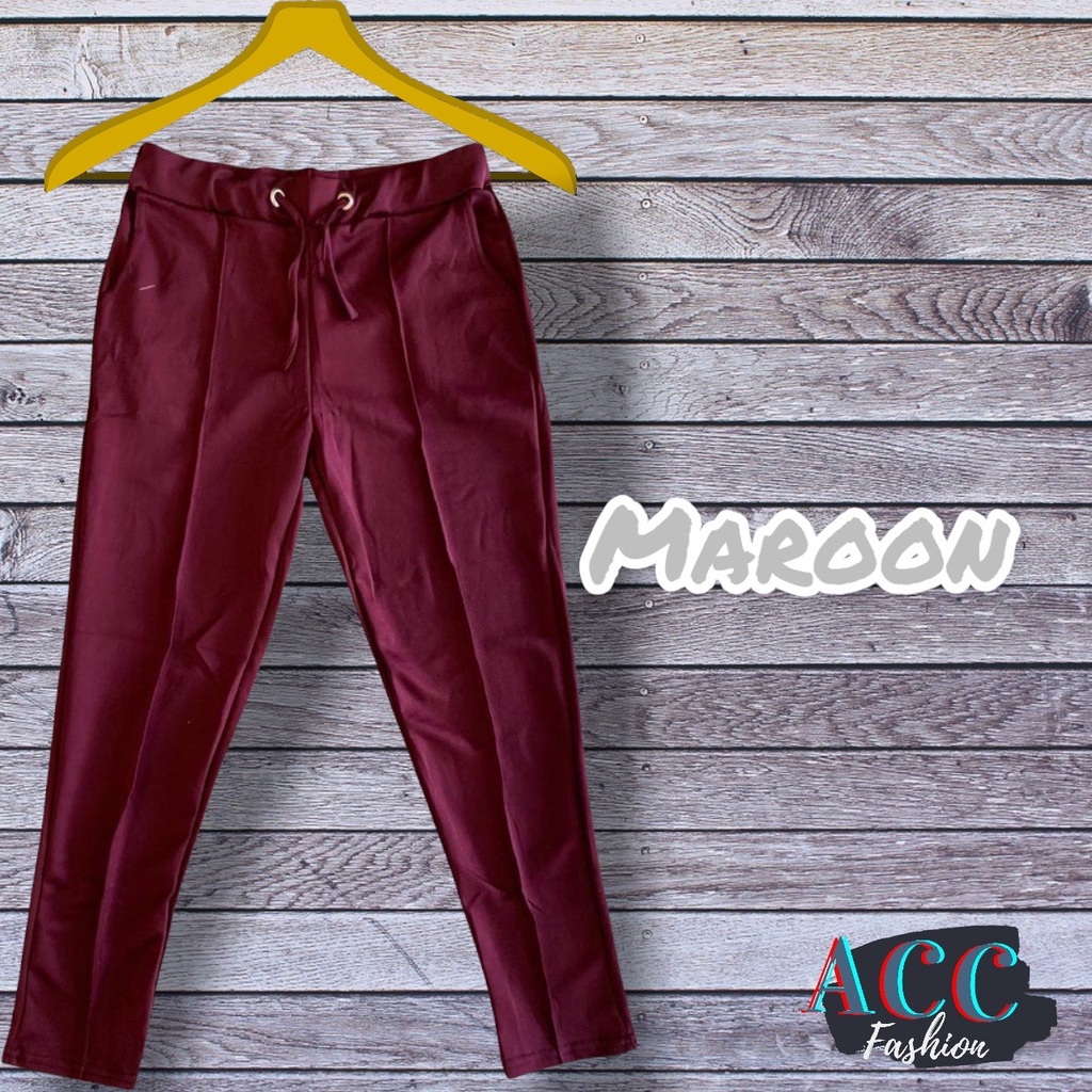 CELANA SCUBA PANJANG POLOS JUMBO BIG SIZE WANITA LEGGING MELAR STRIT TALI PINGGANG RIB KOLOR DEWASA COD BAYAR DITEMPAT