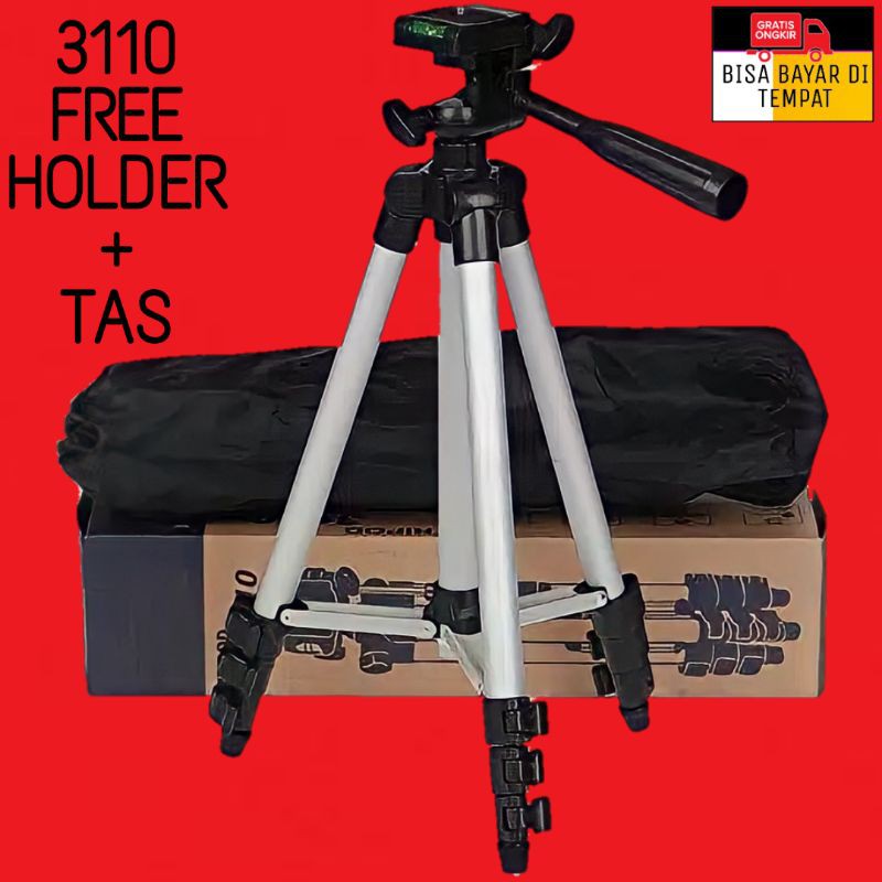 Weifeng Tripod Hp 3110/3120 Full Black 1 Meter Free Holder U +Tas - Stand Handphone Portable-3110A(Putih)