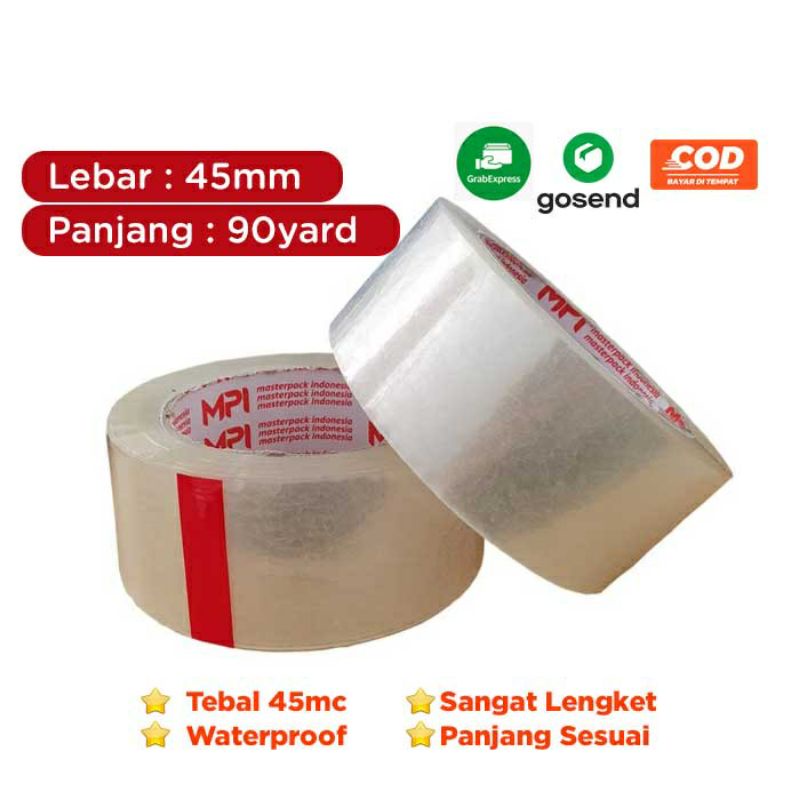 

Promo Gosend Grab 1 Dus Lakban Bening MPI 45 mm x 90 Yard